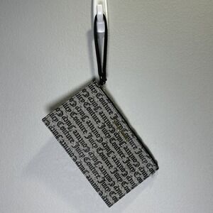 Juicy Couture Wristlet Purse Black Spellout Logo Zipper Closure